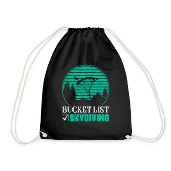 Bucket List: Skydiving Parachute Skydiver - Turnbeutel - Schwarz - Vorne