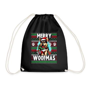 Funny German Shepherd Dog Christmas Design - Merry - Drawstring Bag - black - Front