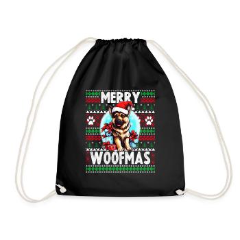 Family Christmas German Shepherd - Ugly Christmas - Drawstring Bag - black - Front