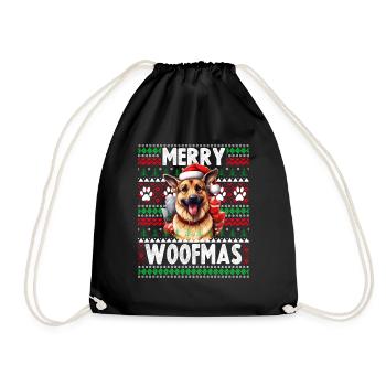 Family Matching Pajama Top - Christmas German Shep - Drawstring Bag - black - Front