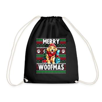 Golden Retriever de Noël en famille - Noël moche - Sac de sport léger - noir - Devant