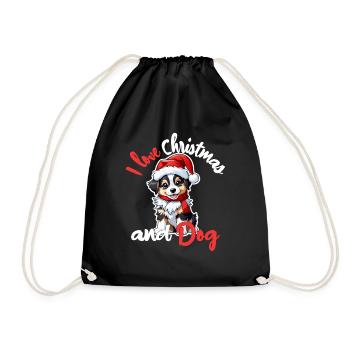 chien noel - j'aime noel et les chiens - Sac de sport léger - noir - Devant
