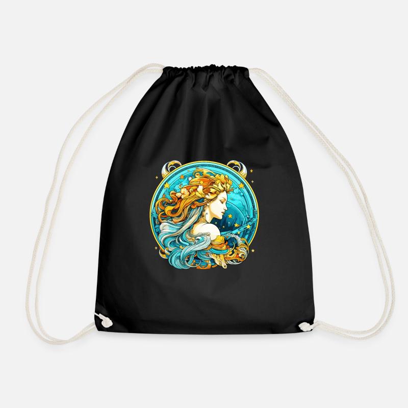 Wassermann Astrologie Sternzeichen Design - Cool Aquarius - Turnbeutel - Schwarz