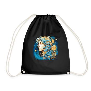 Love Your Zodiac Symbol Aquarius Men and Women - Drawstring Bag - black - Front