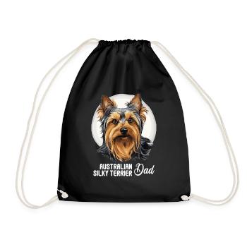 Australian Silky Terrier - Drawstring Bag - black - Front