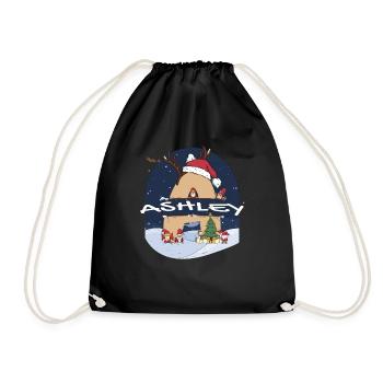 Génial Ashley Name w Santa Hat dans le thème de Noël - Sac de sport léger - noir - Devant