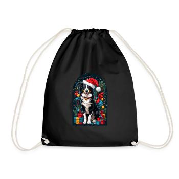 Drôle de Border Collie avec chapeau de Père Noël - Sac de sport léger - noir - Devant