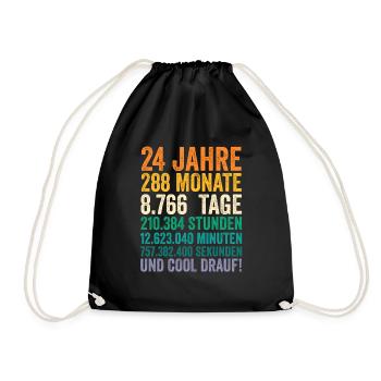 24 Jahre Vierundzwanzigster Geburtstag - Turnbeutel - Schwarz - Vorne