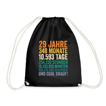 29 Jahre Neunundzwanzigster Geburtstag - Turnbeutel - Schwarz - Vorne