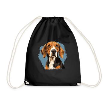 Hund American Foxhound - Turnbeutel - Schwarz - Vorne