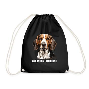 Hund American Foxhound - Turnbeutel - Schwarz - Vorne