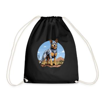 Hund Australian Cattle Dog - Turnbeutel - Schwarz - Vorne