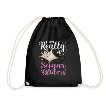 Sugar Glider Flying Squirrel - Drawstring Bag - black - Front