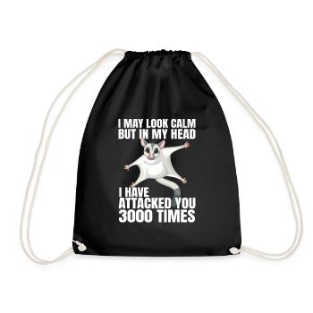 Sugar Glider Flying Squirrel - Drawstring Bag - black - Front