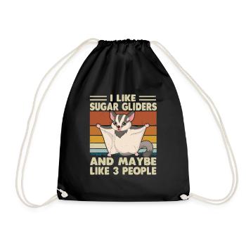 Sugar Glider Flying Squirrel - Drawstring Bag - black - Front