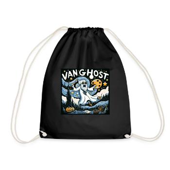 Van Ghost Art Teacher Halloween - Drawstring Bag - black - Front