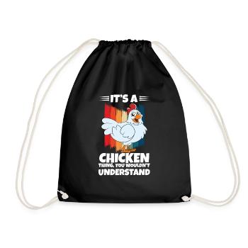 Lustiger Hühner Spruch Huhn - Turnbeutel - Schwarz - Vorne