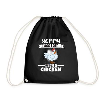 Lustiger Hühner Spruch Huhn - Turnbeutel - Schwarz - Vorne