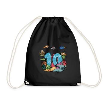Aquarium Fish Gift - Drawstring Bag - black - Front