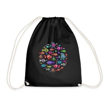 Aquarium Fish Gift - Drawstring Bag - black - Front
