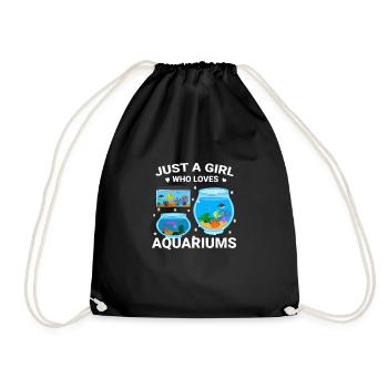 Aquarium Fish Gift - Drawstring Bag - black - Front