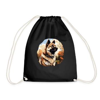 Hund American Akita - Turnbeutel - Schwarz - Vorne