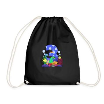 Aquarium Fish Gift - Drawstring Bag - black - Front