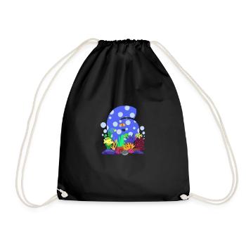 Aquarium Fish Gift - Drawstring Bag - black - Front