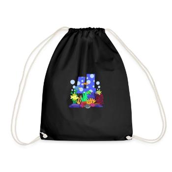 Aquarium Fish Gift - Drawstring Bag - black - Front