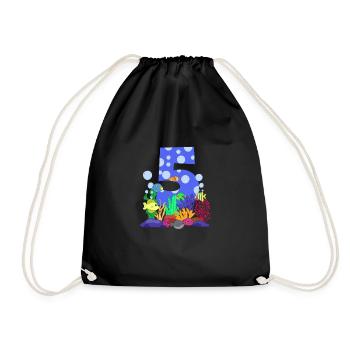 Aquarium Fish Gift - Drawstring Bag - black - Front