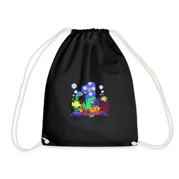 Aquarium Fish Gift - Drawstring Bag - black - Front