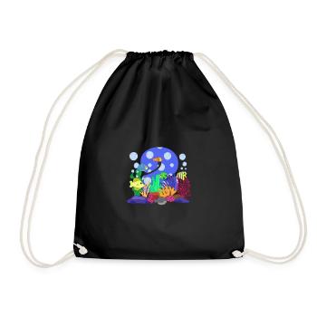 Aquarium Fish Gift - Drawstring Bag - black - Front