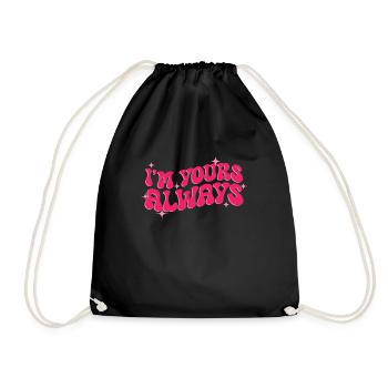 Retro Groovy 70's Valentine's Day Hearts Couple - Drawstring Bag - black - Front