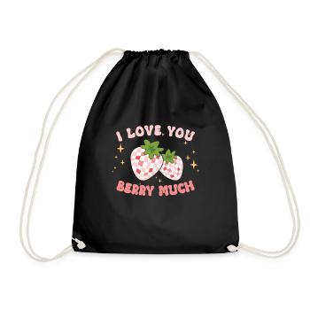 Retro Groovy 70's Valentine's Day Hearts Couple - Drawstring Bag - black - Front