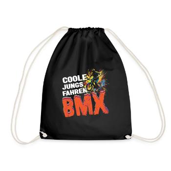 BMX Fahrrad Trick Coole Jungs fahren BMX - Turnbeutel - Schwarz - Vorne