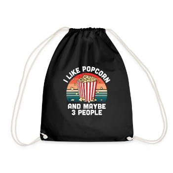 Retro I Like Popcorn And Maybe 3 People Cinema Sna - Turnbeutel - Schwarz - Vorne
