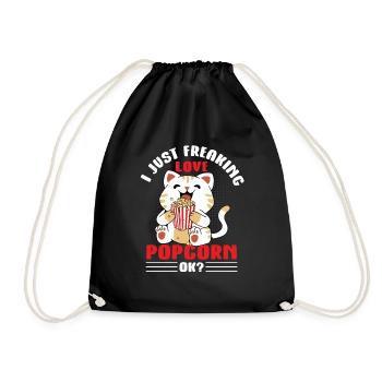 Mignon j’adore chat pop-corn ok cinéma de nuit cinéma - Sac de sport léger - noir - Devant