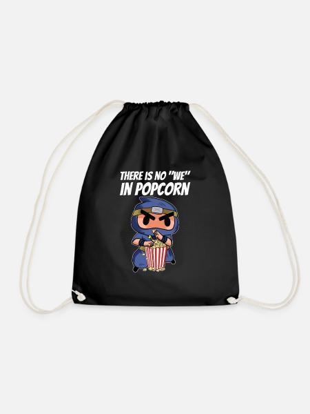 There Is No We In Popcorn Ninja Kids Funny Movie N - Turnbeutel - Schwarz