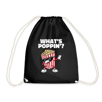 Cool Dabbing Popcorn Movie Night Funny What's Popp - Turnbeutel - Schwarz - Vorne