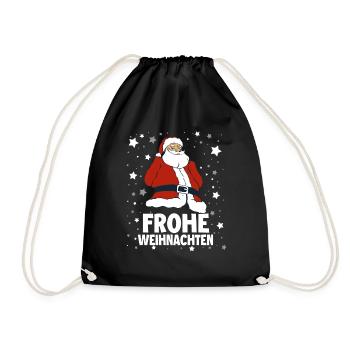Frohe Weinachten Weihnachtsmann - Turnbeutel - Schwarz - Vorne