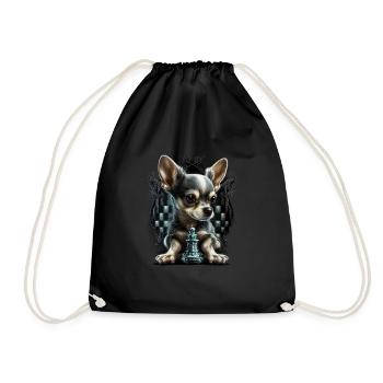 Chihuahua | Chess | Chess Player | Board | Queen | - Drawstring Bag - black - Front