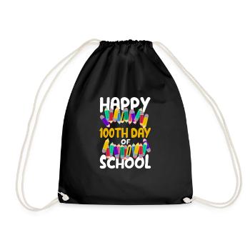 Happy 100th Day of School Teachers Students - Drawstring Bag - black - Front