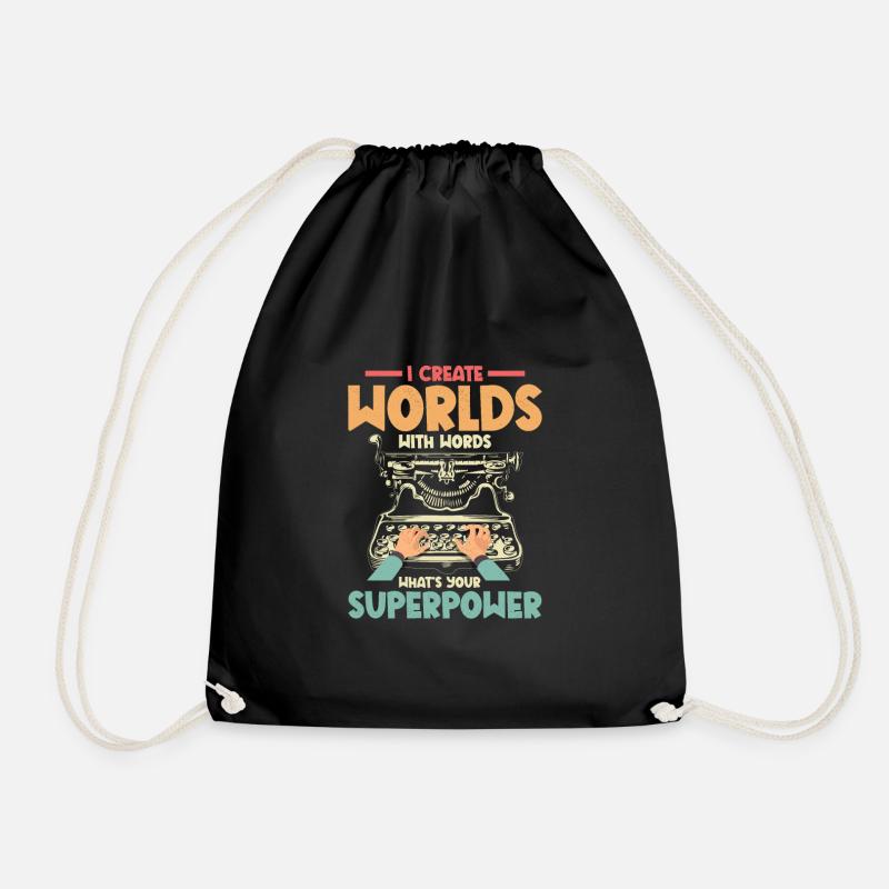 I Create Worlds With Words Writer Author Novel - Turnbeutel - Schwarz