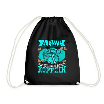 Arzt Doktor Angetrieben durch Koffein - Turnbeutel - Schwarz - Vorne