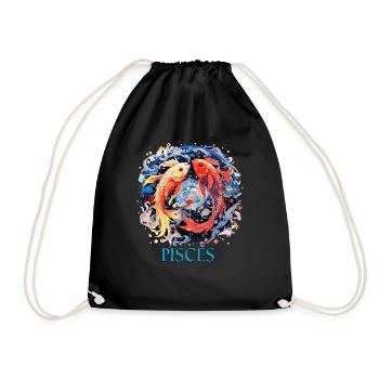 Cool Zodiac Sign Pisces Design pour les femmes et les hommes - Sac de sport léger - noir - Devant