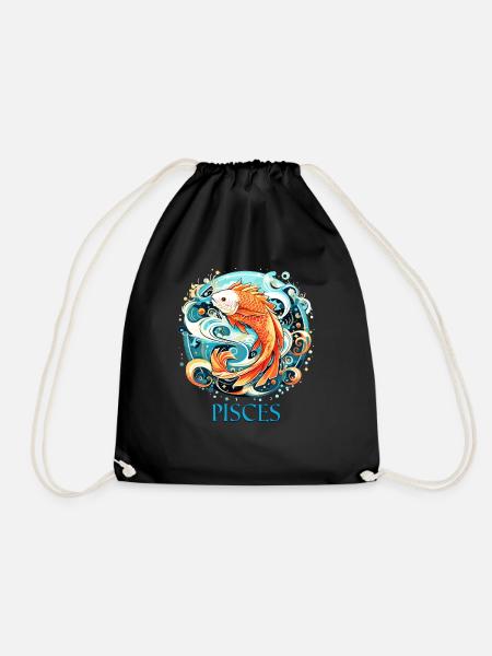 Fische Astrologie Sternzeichen Design - Cool Fische - Turnbeutel - Schwarz