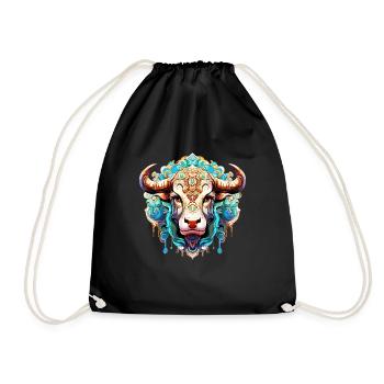 Graphique de l’horoscope du zodiaque - Signe du zodiaque Taureau - Sac de sport léger - noir - Devant