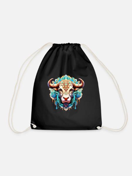 Horoskop Tierkreiszeichen Grafik - Sternzeichen Stier - Turnbeutel - Schwarz