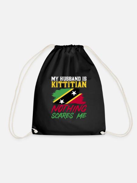 Flag of Saint Kitts and Nevis - Drawstring Bag - black