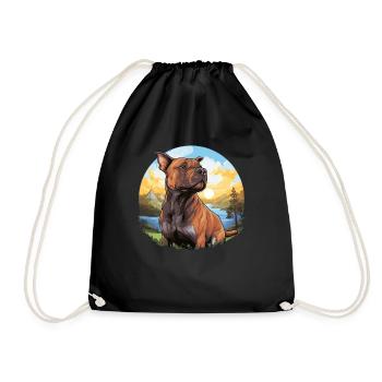 Chien Pitbull américain - Sac de sport léger - noir - Devant
